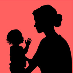 silhouette mother and son