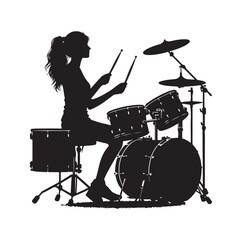 Fototapeta premium A drummer musician drumming drums in detailed silhouette