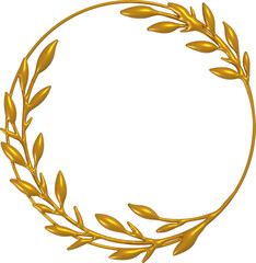 3D Gold Wreath Illustration Element