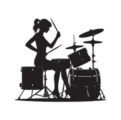 Fototapeta premium A drummer musician drumming drums in detailed silhouette