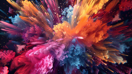 Digital fireworks bursting in a symphony of color