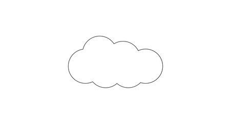 large cloud black outline on transparent background, 