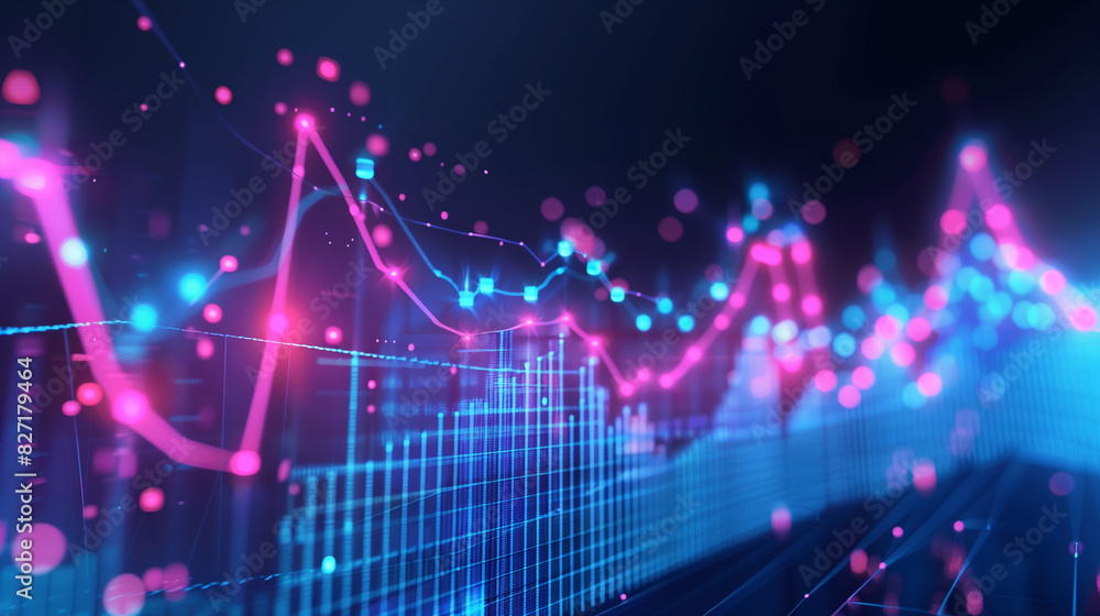 Aufkleber a colorful cityscape with a lot of lines and dots. the image is abstract and has a futuristic feel t