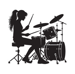 Fototapeta premium A drummer musician drumming drums in detailed silhouette
