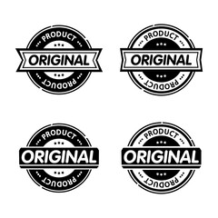 An original collection of product logos and icons. Round stamp design template. Vector design on isolated white background