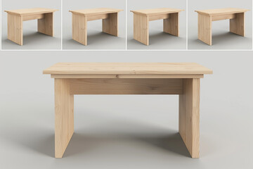 Fototapeta premium Blank modern workbench 3D render in multiple camera angles. Ultra realistic, high-quality mockup.
