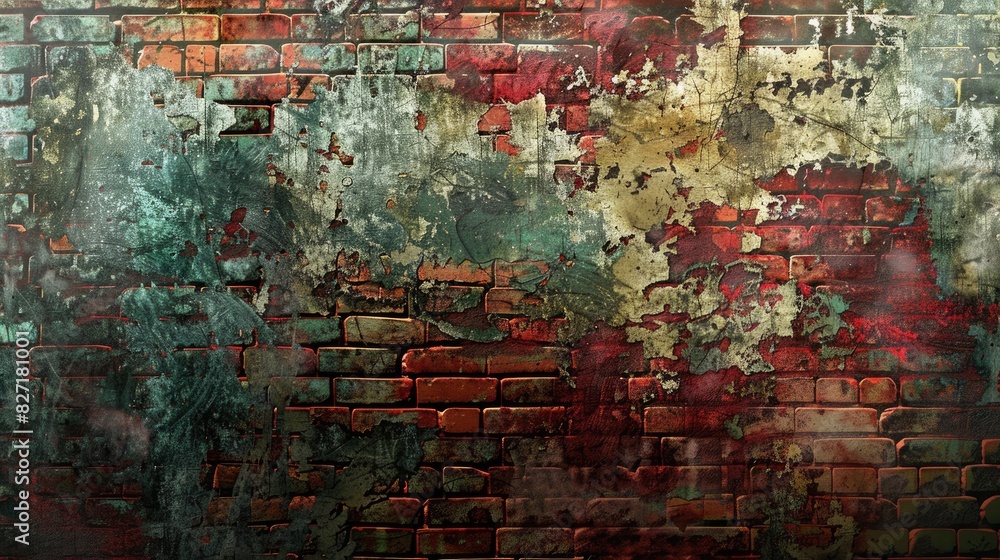Poster background with a weathered brick wall in an abstract and grungy style