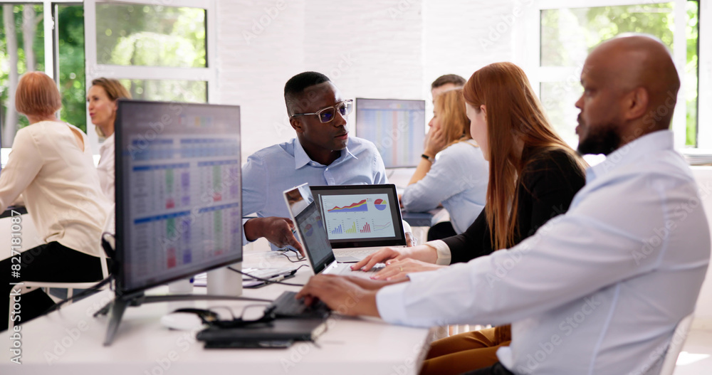 Poster Analyst Working With Spreadsheet Business Data