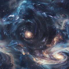 A panoramic view of a mesmerizing galaxy swirl, perfectly suited for a detailed wall mural or a feature in a space-themed exhibit
