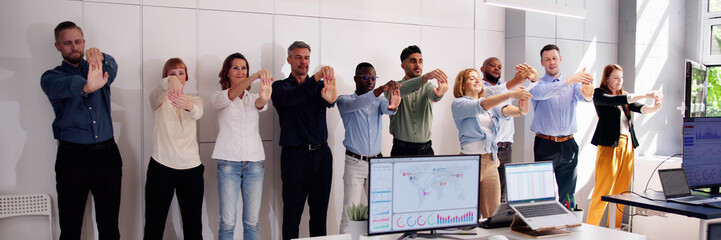 Corporate Yoga Near Business Desk