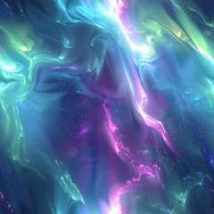Obraz premium Artistic rendering of the vibrant aurora borealis, enhanced with surreal elements to evoke a sense of wonder and magic in creative projects