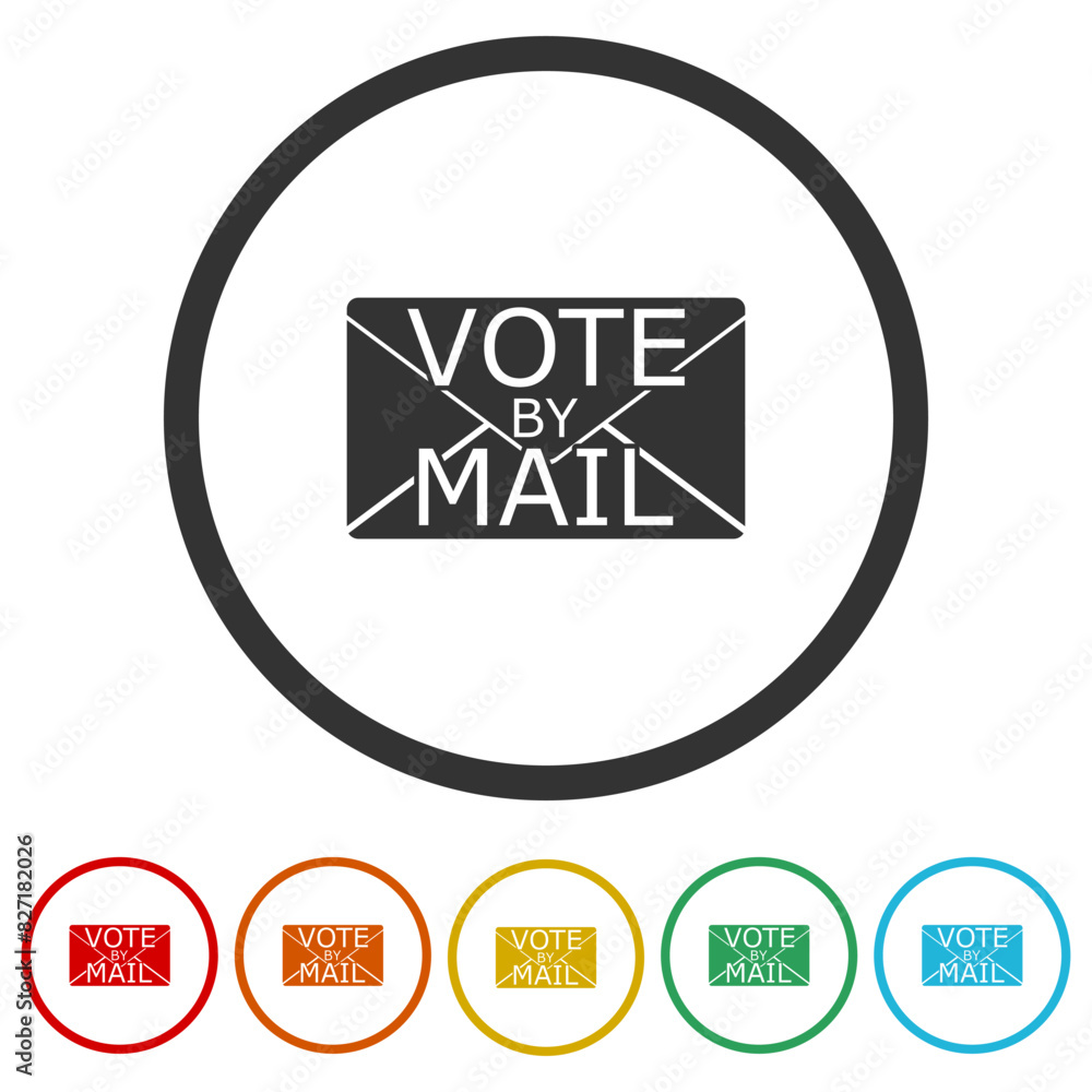 Poster vote by mail simple icon. set icons in color circle buttons