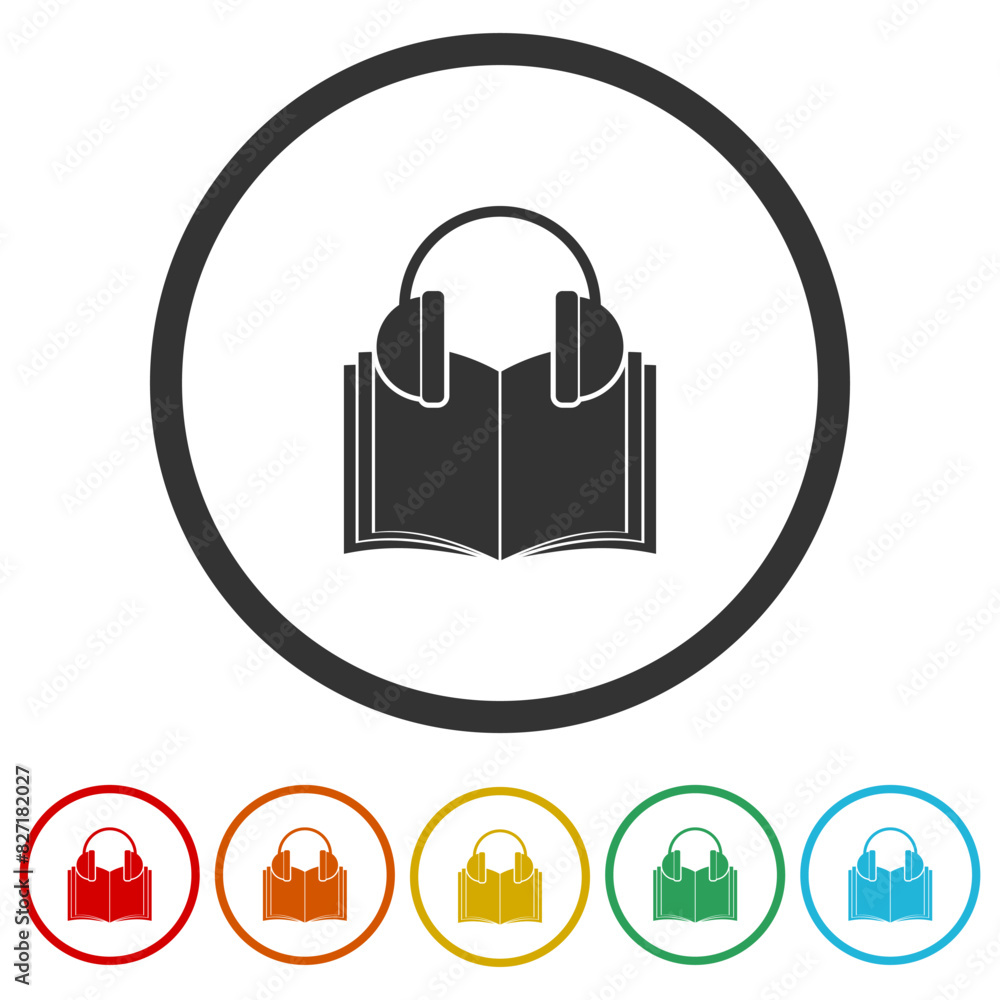 Aufkleber audio book simple icon. set icons in color circle buttons