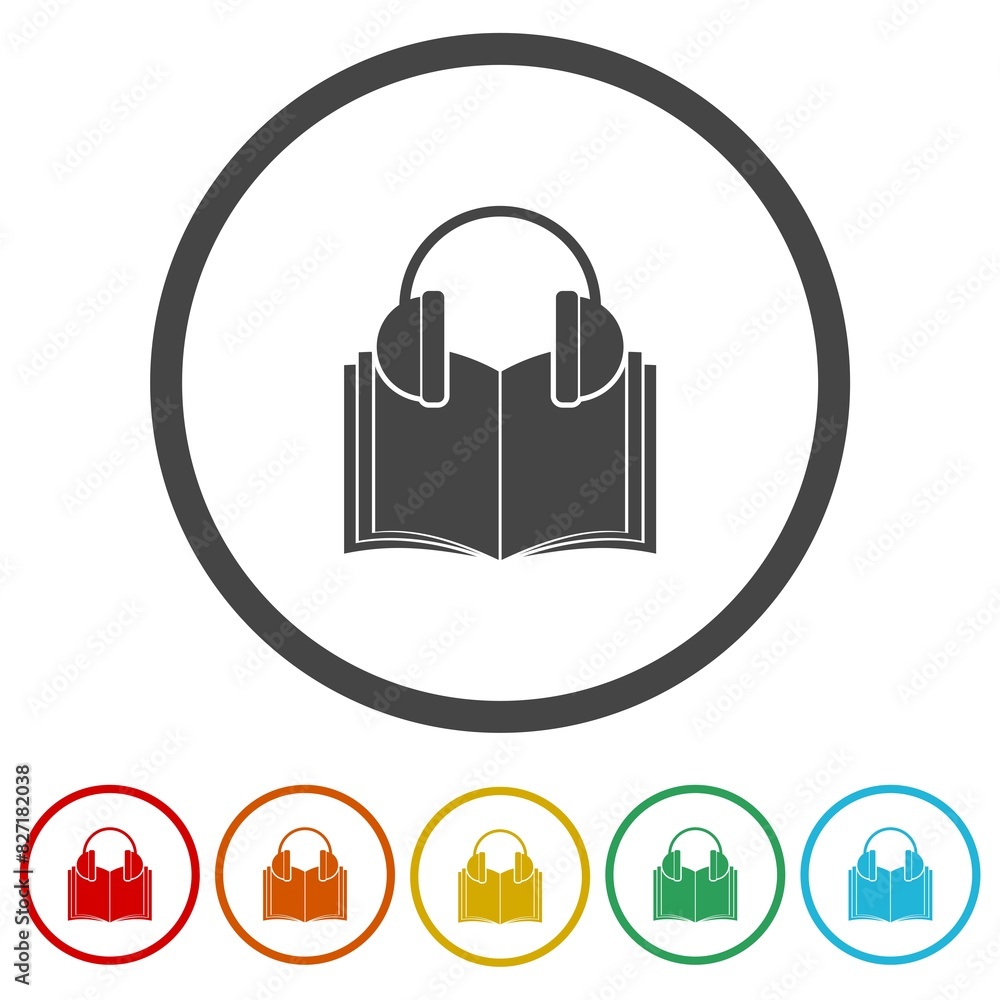 Aufkleber audio book simple icon. set icons in color circle buttons