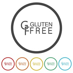 GF gluten free icon . Set icons in color circle buttons