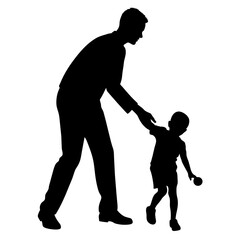 Father Walking with Son Silhouette