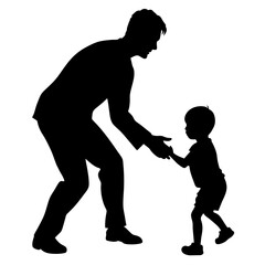 Father Walking with Son Silhouette