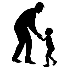 Father Walking with Son Silhouette