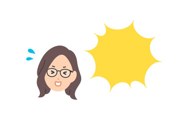 焦る女性とふきだしのセット【人物ベクターイラスト素材】