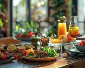 Fototapeta premium Healthy Lifestyle Clean, bright settings with healthy food options