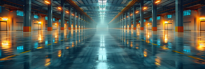 Interior of a Large Clean Warehouse with Reflections ,
A Minimalist and Eerie Industrial Space in Dim Lighting Concept Minimalist Spaces Eerie Interiors Industrial Aesthetics Dim Lighting Effects
