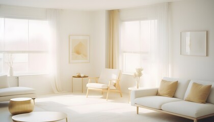 white and gold theme interior modern minimalism photo realism
