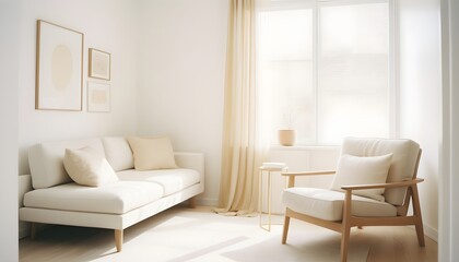 white and gold theme interior modern minimalism photo realism