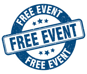 free event stamp. free event label. round grunge sign