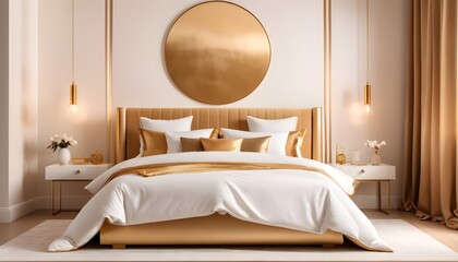 white and gold theme interior modern minimalism photo realism
