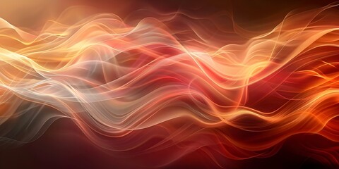 Obraz premium Dazzling Waves: Red and Orange Flames in Motion. Concept Nature Photography, Abstract Art, Vivid Color Palette, Dynamic Movement, Fire Elements