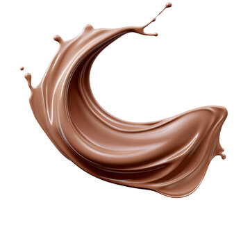 Smooth liquid milk chocolate splash curve on an isolated background