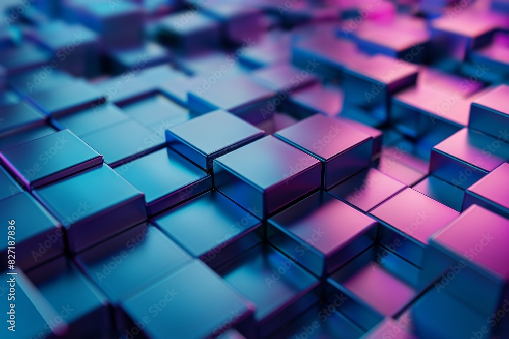 Poster illustrate a digital cg 3d render showcasing sharp, precise geometric patterns reflecting a modern a