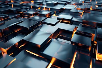 Obraz premium Illustrate a digital CG 3D render showcasing sharp, precise geometric patterns reflecting a modern aesthetic Ideal for tech companies seeking a bold visual statement