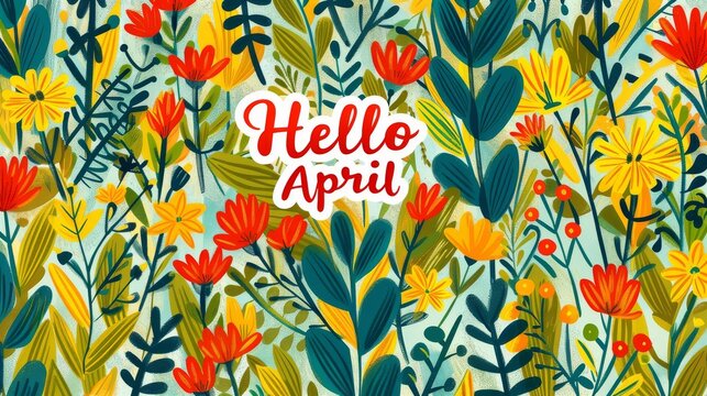 hello april april text flower decoration mayo month illustration