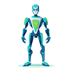 Children's robot toy. Anthropomorphic bot. Technological robot body. Cartoon illustration