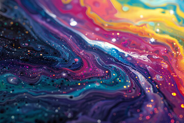 iridescent rainbow galaxy space psychedelic swirl trippy artwork abstract acrylic background, 3d rendering