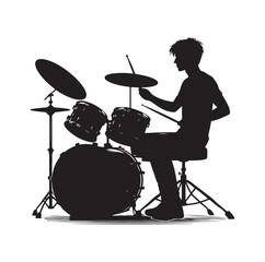 Fototapeta premium A drummer musician drumming drums in detailed silhouette