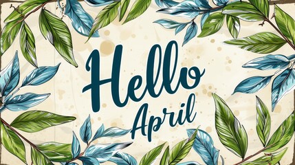 hello april april text flower decoration mayo month illustration