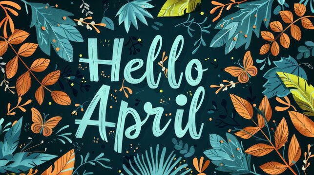 hello april april text flower decoration mayo month illustration