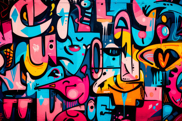 Fototapeta premium An artwork featuring an abstract painting created with vibrant colors. Background with spray paint texture