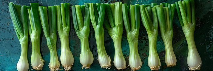 Green Fresh Leek Stylized,
Green Onions Scallions Natural Color Bounty
