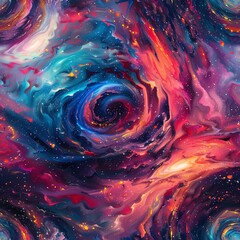 Artistic interpretation of a galaxy swirl, using vivid colors and swirling patterns to create a hypnotic and otherworldly visual experience