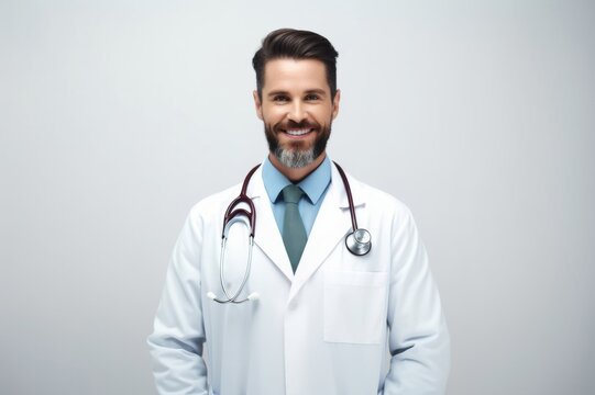 Portrait Of Doctor Smiling On White Background