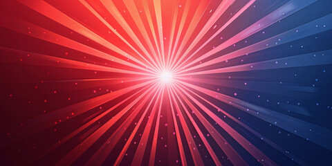 Radiant burst of red and blue light rays converging at a central point creating a vibrant and dynamic visual effect against a dark background
