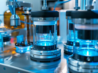 Closeup of researchers experimenting with solidstate battery materials, realistic photography, high resolution, innovative technology, RD