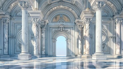 Fototapeta premium Grand Room With Columns and Arches
