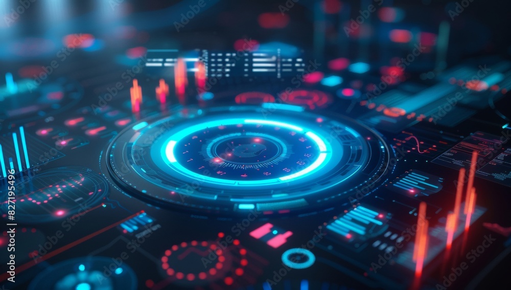 Aufkleber an abstract background with digital graphs and charts, representing data analysis in business market