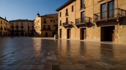 Fototapeta premium Main Square Of Haro With Its Picturesque Buildings. Architecture, Art, History, Travel.Briones, La Rioja, Spain. AI genrative picture 