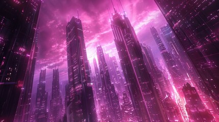 The image is a depiction of a futuristic city
