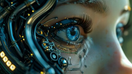 Fototapeta premium The image shows a close-up of a woman's eye